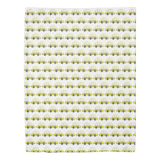 Taxi NYC Yellow New York City Checkered Cab Print Duvet Cover (Front)