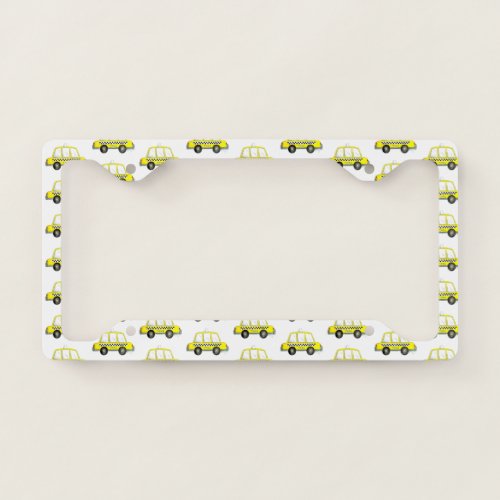 Taxi NYC Yellow New York City Checkered Cab Print License Plate Frame