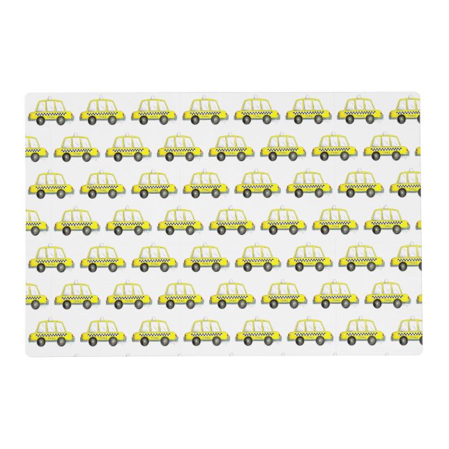 Taxi NYC Yellow New York City Checkered Cab Print Placemat (Front)