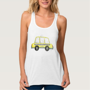 Taxi NYC Yellow New York City Checkered Cab Print Tank Top