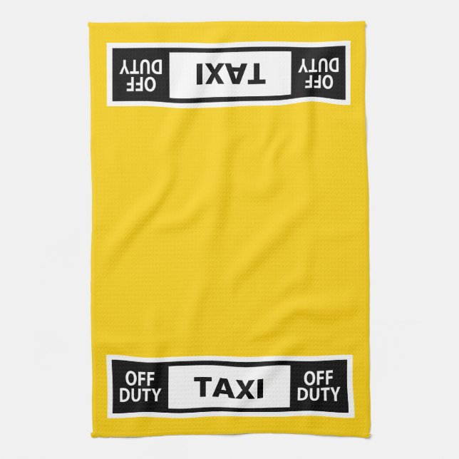 Taxi Off Duty Yellow Kitchen Towel (Vertical)