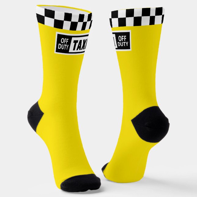 Taxi Off Duty Yellow Novelty Socks (Angled)