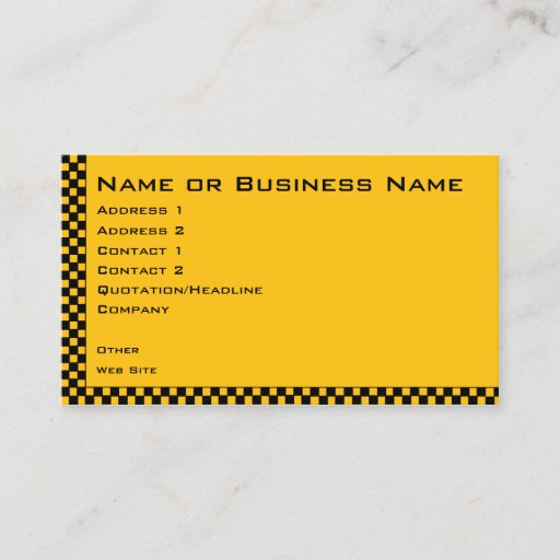 Customizable Taxi or Cab Service Business Profile Card Business Card