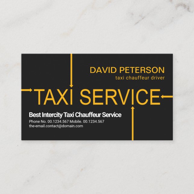 Taxi Service Arrow Signage Designated Driver  Business Card (Front)