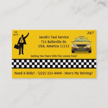 Taxi Service Business Card by carfloormats at Zazzle