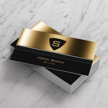Taxi Service Luxury Gold Monogram Driver Business Card by cardfactory at Zazzle