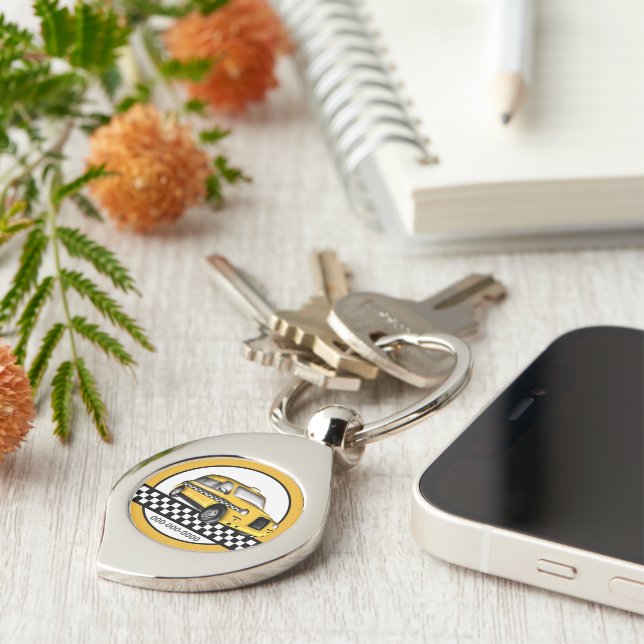 Taxi Service Metal Keychain (Side)