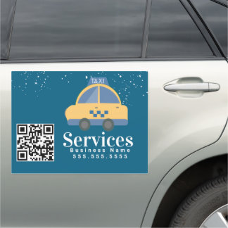 Taxi Service Vehicle Transport Logo QR Code  Car Magnet