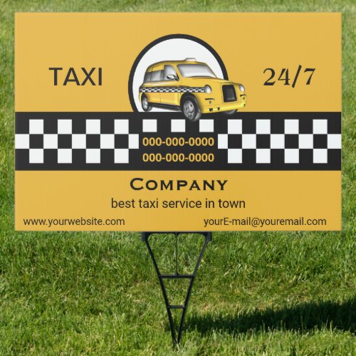 Taxi Service Yard  Sign