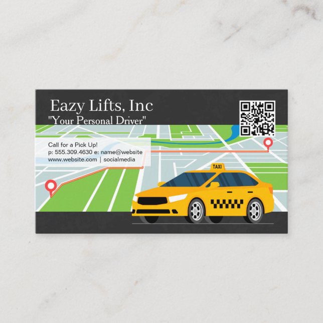 Taxi Services | Routing Map Business Card (Front)