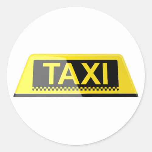Taxi sign classic round sticker