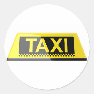 Taxi sign classic round sticker