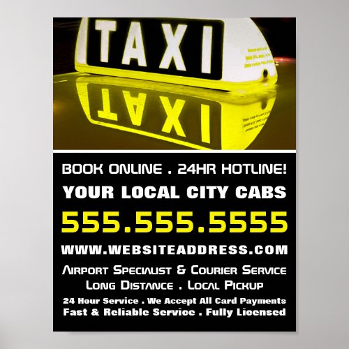 Taxi Sign Reflection Taxi Cab Firm Advertising