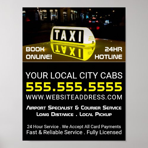 Taxi Sign Taxi Cab Firm Advertising Poster