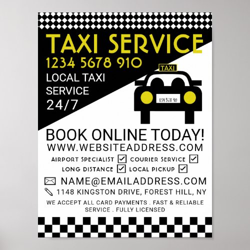 Taxi Station Taxi Cab Firm Advertising Poster