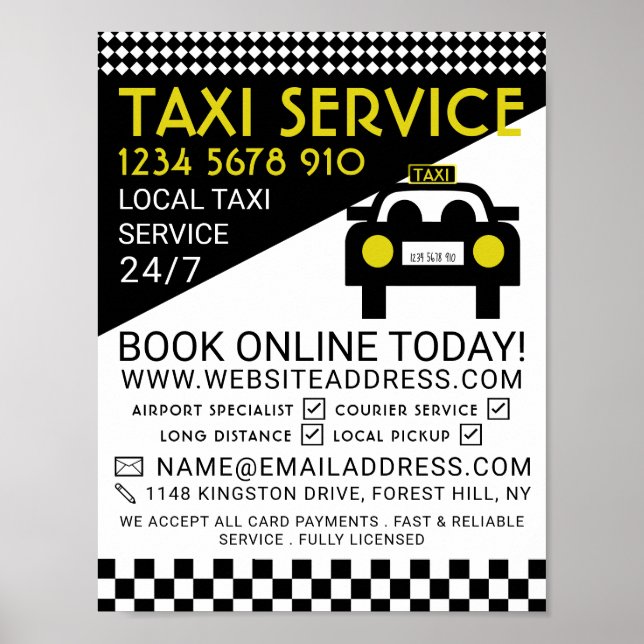 Taxi Station, Taxi Cab Firm Advertising Poster (Front)
