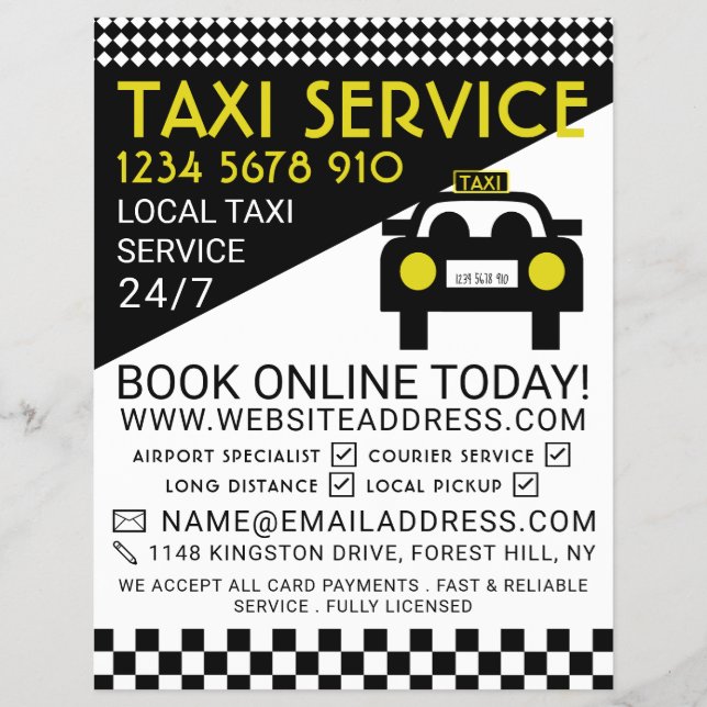 Taxi Station, Taxi Cab Firm with Price List Flyer (Front)