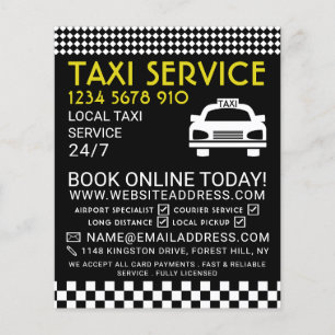 Taxi Station, Taxi Cab Firm with Price List Flyer
