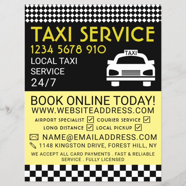 Taxi Station, Taxi Cab Firm with Price List Flyer (Front)