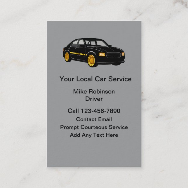 Taxi Uber Car Service Transportation Business Card (Front)