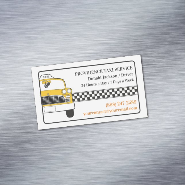 Taxi Yellow Cab Business Card Magnet (In Situ)