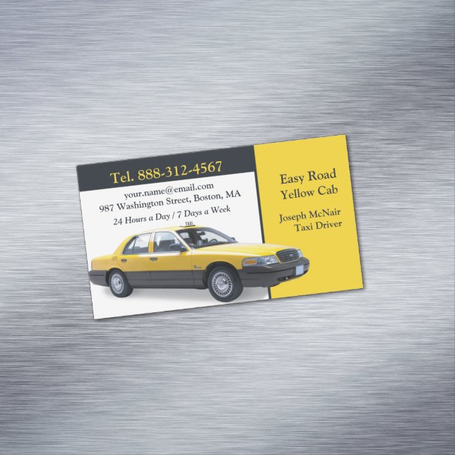 Taxi Yellow Cab Business Card Magnet (In Situ)