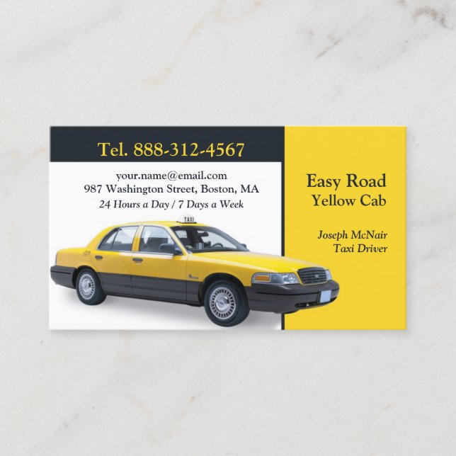 Taxi Yellow Cab Business Card Template (Front)