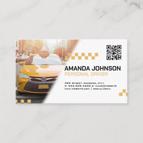 Taxi  Yellow Cab  QR Code Business Card