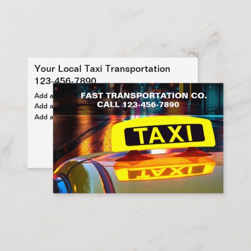 Taxicab Driver Taxi Light Business Cards
