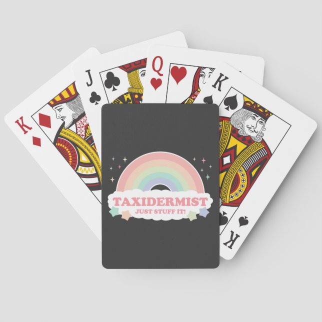 Taxidermist Just Stuff It! Rainbow with clouds T-S Poker Cards (Back)