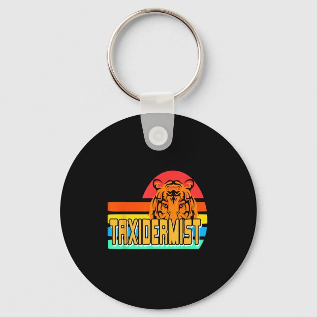 Taxidermist Tiger Preservation Retro Wildlife Natu Keychain (Front)