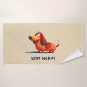 tay Happy Dog – Cute Positive Quote Art Bath Towel