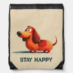 tay Happy Dog – Cute Positive Quote Art Drawstring Bag