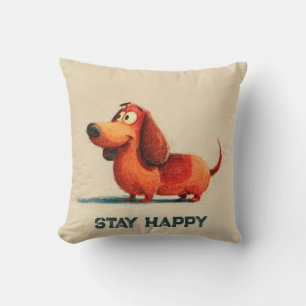 tay Happy Dog – Cute Positive Quote Art Throw Pillow