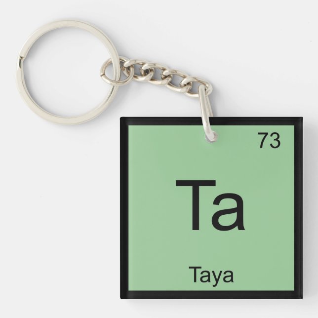 Taya Name Chemistry Element Periodic Table Keychain (Front)