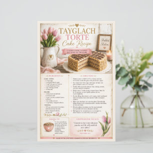 Tayglach Torte Cake, Pink Floral Rustic Farmhouse