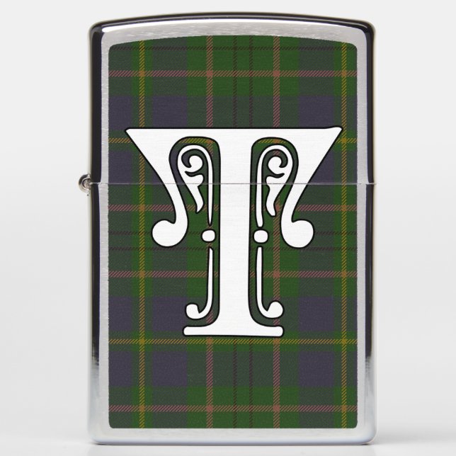 Taylor Clan Tartan Monogram Zippo Lighter (Front)