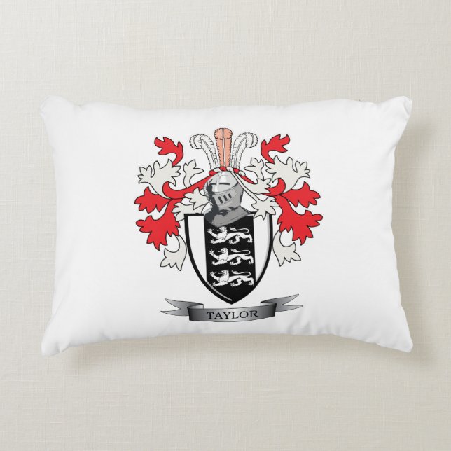 Taylor Family Crest Coat of Arms Accent Pillow (Front)
