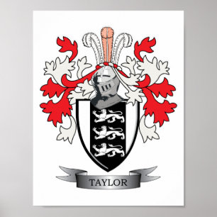 Taylor Family Crest Coat of Arms Poster