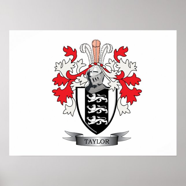 Taylor Family Crest Coat of Arms Poster (Front)