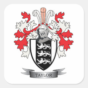 Taylor Family Crest Coat of Arms Square Sticker
