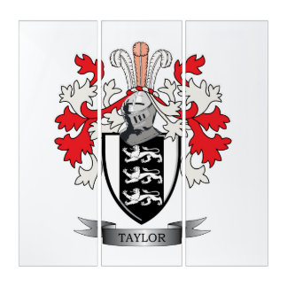 Taylor Family Crest Coat of Arms Triptych