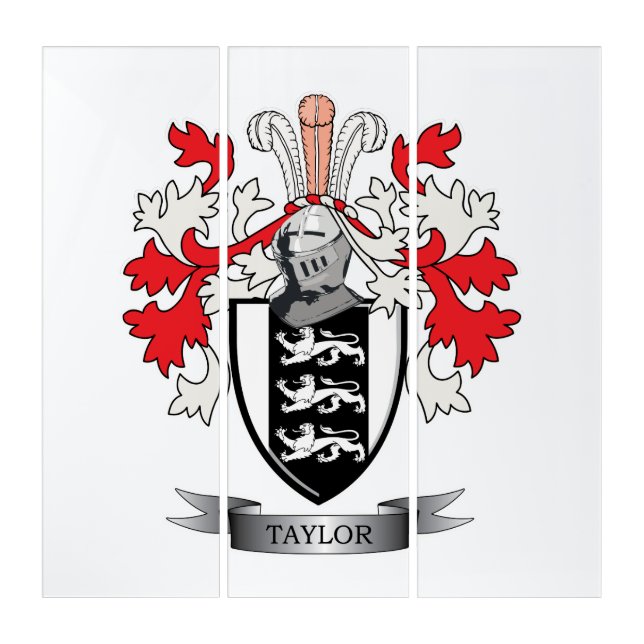 Taylor Family Crest Coat of Arms Triptych (Front)