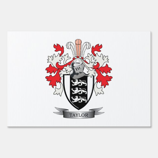 Taylor Family Crest Coat of Arms Yard Sign (Front)