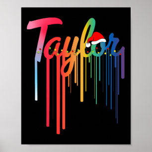 Taylor First Name Santa Hat Colorful Print Taylor