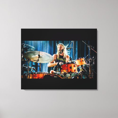 Taylor Hawkins playing the drums Canvas Print