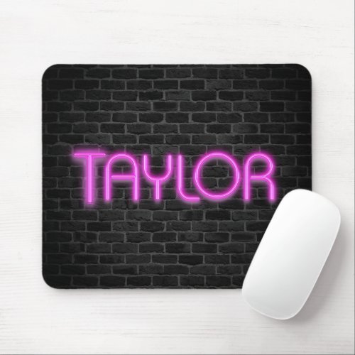 TAYLOR In Pink Neon Lights Mouse Pad