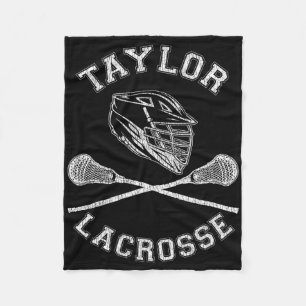 Taylor Lacrosse Vintage Distressed Retro Lax Fleece Blanket