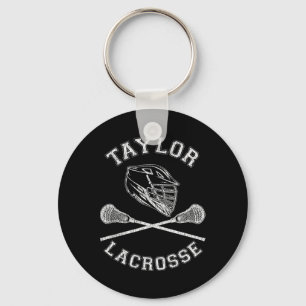 Taylor Lacrosse Vintage Distressed Retro Lax Keychain