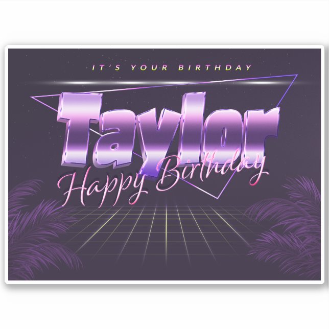 Taylor Name First name lila retro Sticker Birthday (Front)